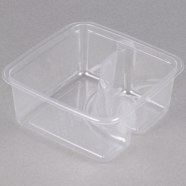 2-Compartment Clear PLA Compostable Container / Nacho Tray