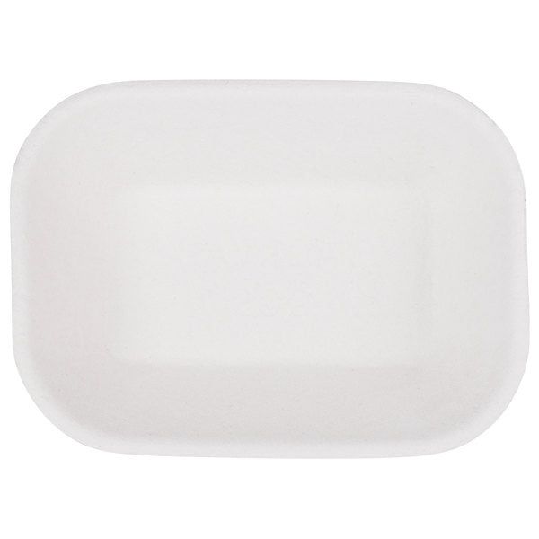 7 1/2" x 5 1/2" White Molded Fiber / Pulp Rectangular Food Tray