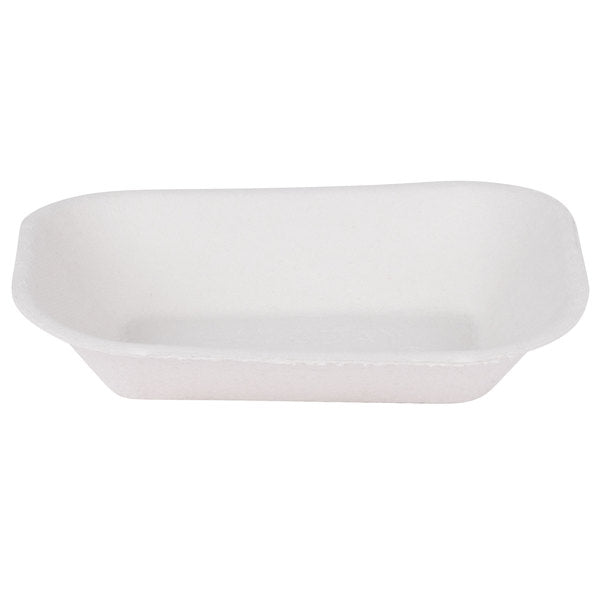 7 1/2" x 5 1/2" White Molded Fiber / Pulp Rectangular Food Tray