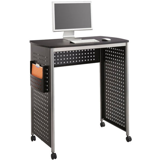 Stand-Up Black / Silver Mobile Computer Desk - 39 1/2" x 23" x 42"