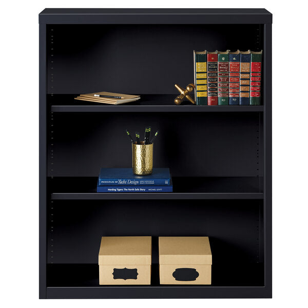 Black 3-Shelf Welded Steel Bookcase - 34 1/2" x 13" x 42"