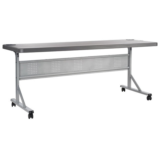 24" x 72" Charcoal Slate Mobile Training Table