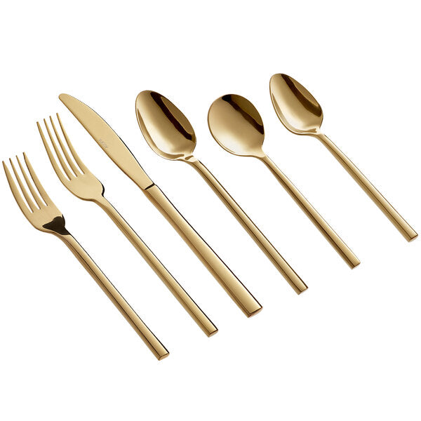 Gold 6 1/2" 18/0 Stainless Steel Forged Teaspoon - 12/Case
