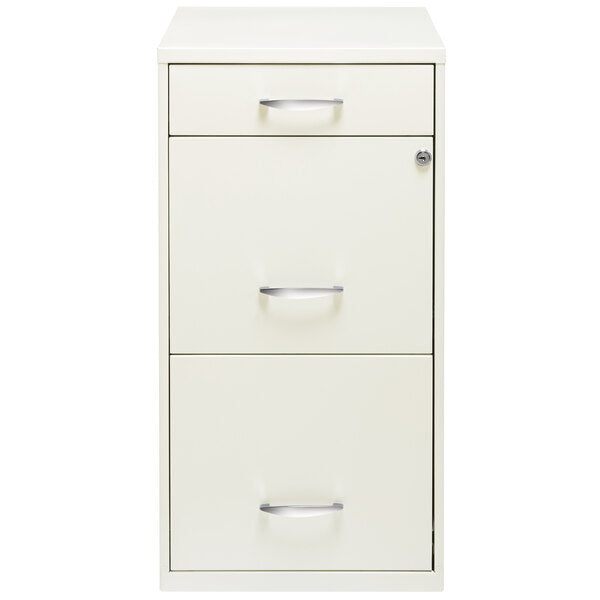 Pearl White Three-Drawer Vertical Organizer File Cabinet with Supply Drawer - 14 1/4" x 18" x 27 1/2"