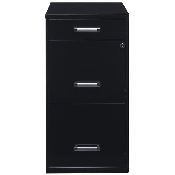 Black Three-Drawer Vertical Organizer File Cabinet with Supply Drawer - 14 1/4" x 18" x 27 1/2"