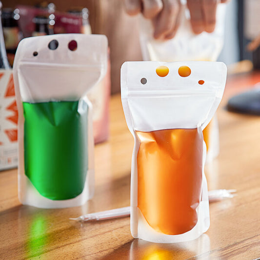 16 oz. Clear Plastic Single Zipper Drink Pouch (Case)