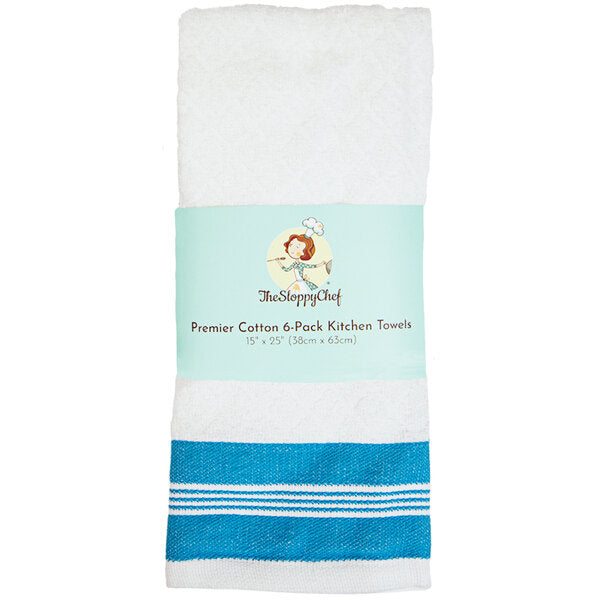 15" x 25" Diamond Pattern 40 oz. Premier 100% Cotton Terry Kitchen Towel - 6/Pack