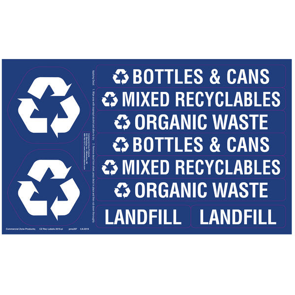 50 Gallon Black Rectangular Double Trash / Recycling Receptacle with Decals