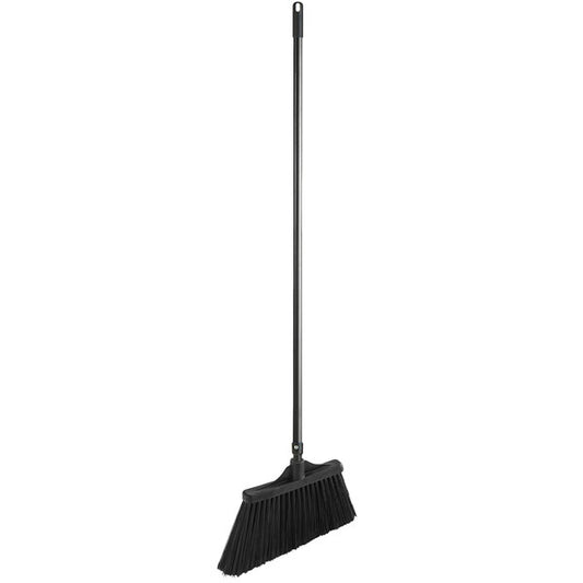 12" Black Flagged Angled Broom with 48" Metal Handle