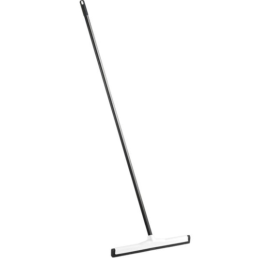 18" White Double Neoprene Foam Floor Squeegee with Plastic Frame and 60" Metal Handle