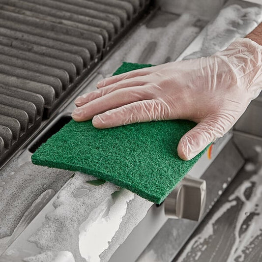 9" x 6" x 3/8" Heavy-Duty Green Scouring Pad - 10/Pack
