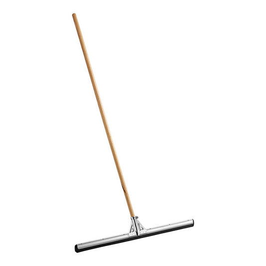 30" Black Double Neoprene Foam Floor Squeegee with Metal Frame and 60" Wooden Handle