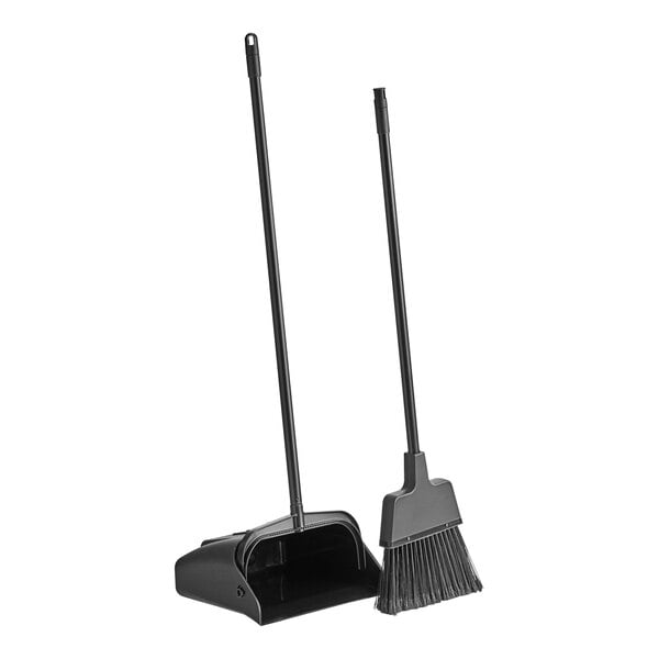 12" Open-Lid Lobby Dust Pan with Broom