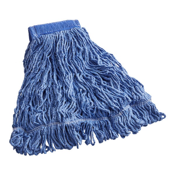 32 oz. Blue Cotton Blend Looped End Wet Mop Head with 5" Headband
