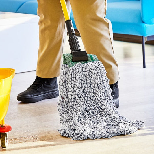 24 oz. #32 Blue and White Rayon Blend Looped End Finishing Wet Mop Head with 5" Headband