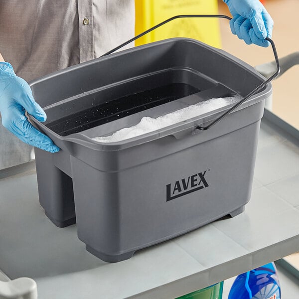 19.5 Qt. Gray Divided Plastic Bucket / Caddy