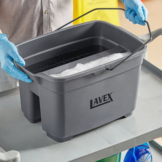 19.5 Qt. Gray Divided Plastic Bucket / Caddy