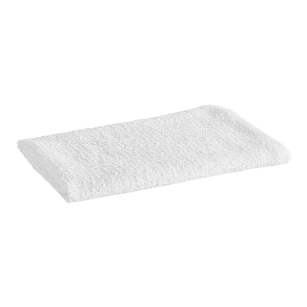 15" x 18" 18 oz. White Cotton Textured Terry Bar Towel - 12/Pack