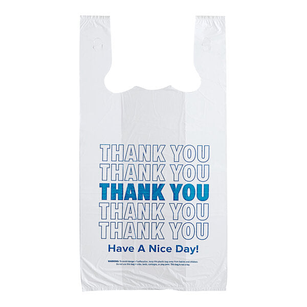 1/6 Size White "Thank You" Standard-Duty T-Shirt Bag