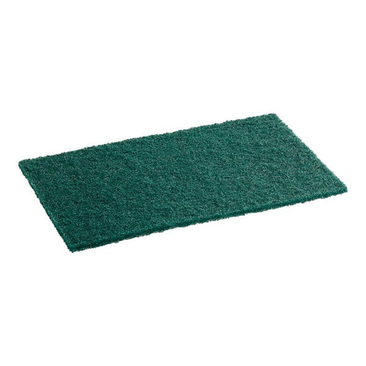 9" x 6" x 3/8" Medium-Duty Dark Green Scouring Pad - 10/Pack