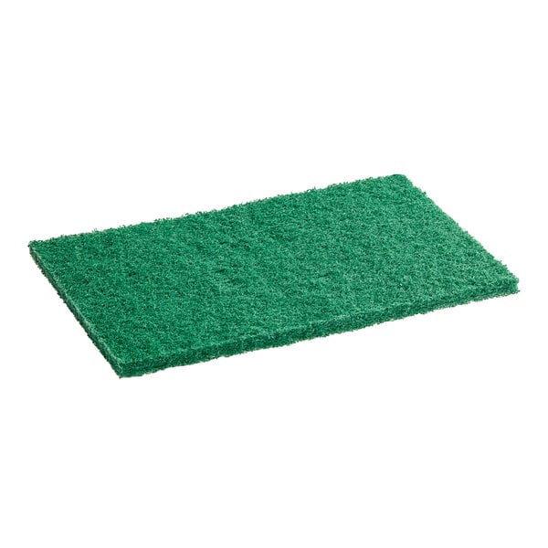 9" x 6" x 3/8" Heavy-Duty Green Scouring Pad - 10/Pack
