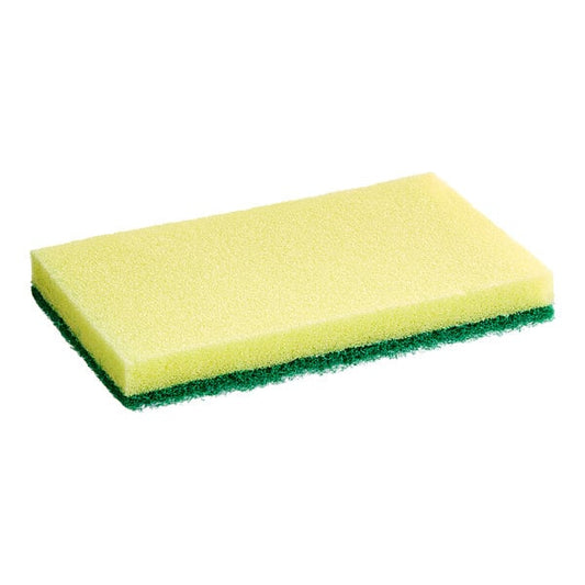 6" x 3 1/2" x 3/4" Yellow Sponge / Green Medium-Duty Scouring Pad Combo - 6/Pack