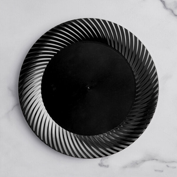 Wave 10" Black Plastic Plate