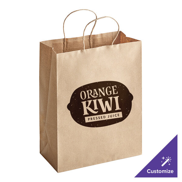 10" x 5" x 13" Natural Kraft Paper Shopping Bag with Handles