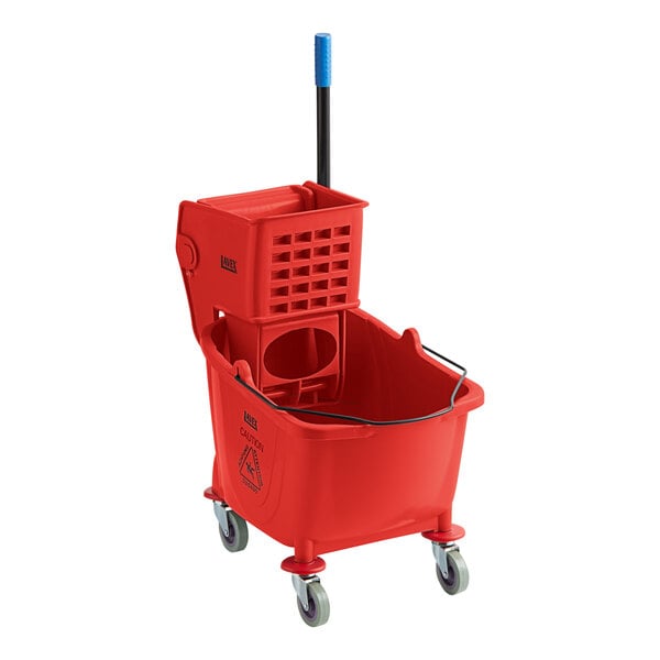 35 Qt. Red Mop Bucket & Side Press Wringer Combo