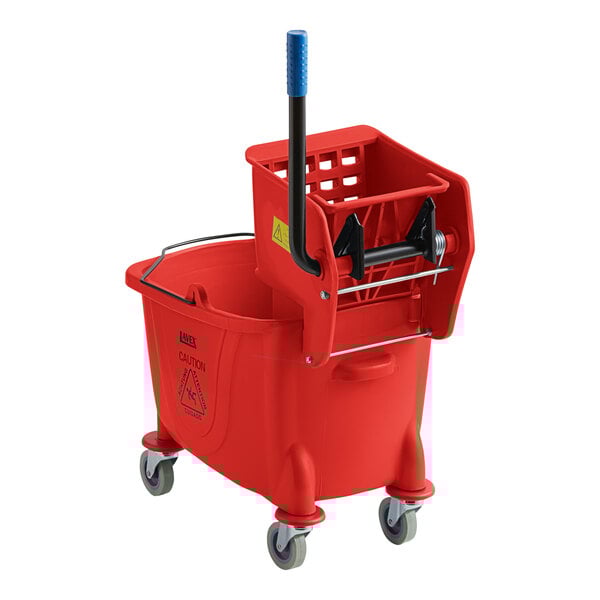 35 Qt. Red Mop Bucket & Side Press Wringer Combo