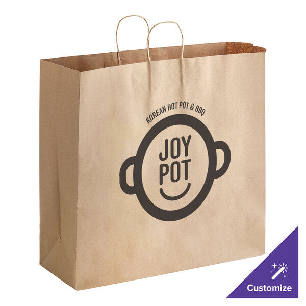 18" x 7" x 18 3/4" Natural Kraft Paper Shopping Bag with Handles
