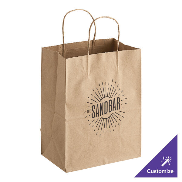 8" x 4 1/2" x 10 1/4" Natural Kraft Paper Shopping Bag with Handles