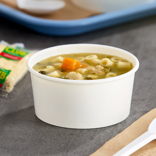 32 oz. Double Poly-Coated White Paper Food Cup with Vented Paper Lid