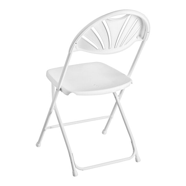 White Plastic Fan Back Folding Chair