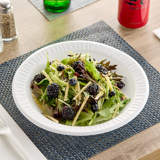 10 1/4" White Laminated Round Foam Plate