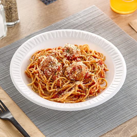 9" White Non-Laminated Round Foam Plate