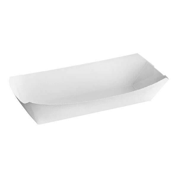 7" x 3 3/4" x 1 1/2" White Paper Hot Dog Tray 1,000/Case