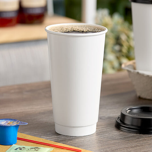 20 oz. White Smooth Double Wall Paper Hot Cup
