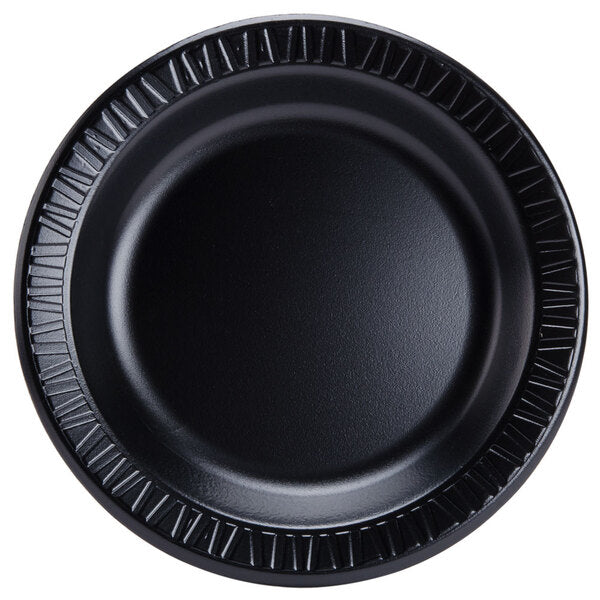 9" Black Laminated Round Foam Plate