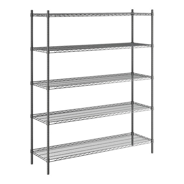 18" x 60" NSF Black Epoxy 5-Shelf Kit with 72" Posts