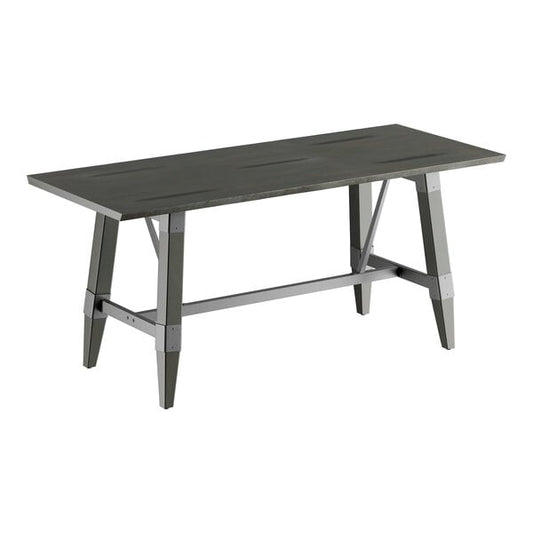 30" x 72" Solid Wood Live Edge Dining Height Trestle Table with Legs and Antique Slate Gray Finish