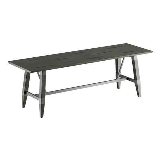 30" x 96" Solid Wood Live Edge Dining Height Trestle Table with Legs and Antique Slate Gray Finish