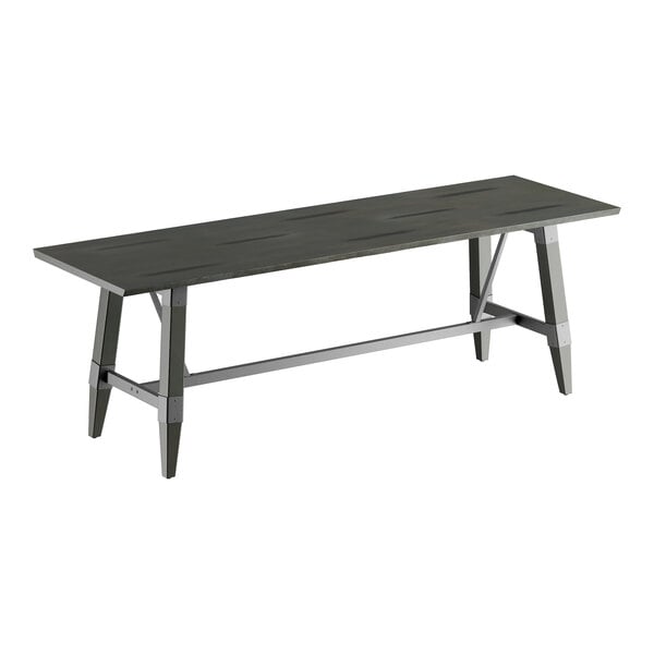 30" x 60" Solid Wood Live Edge Dining Height Trestle Table with Legs and Antique Slate Gray Finish
