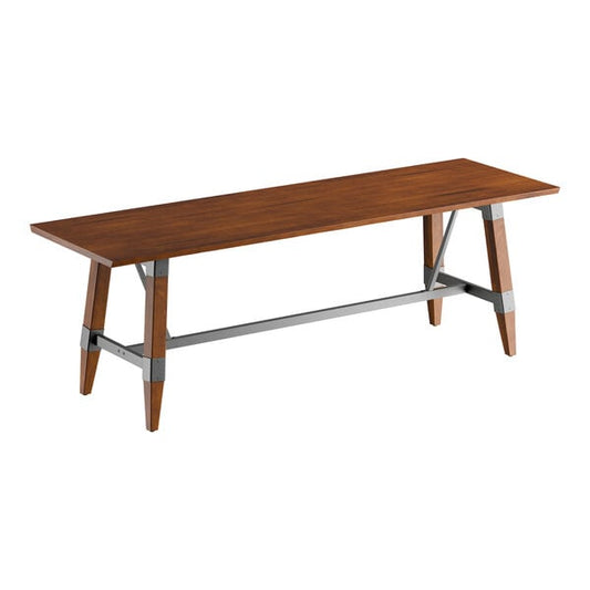 30" x 96" Solid Wood Live Edge Dining Height Trestle Table with Legs and Antique Walnut Finish