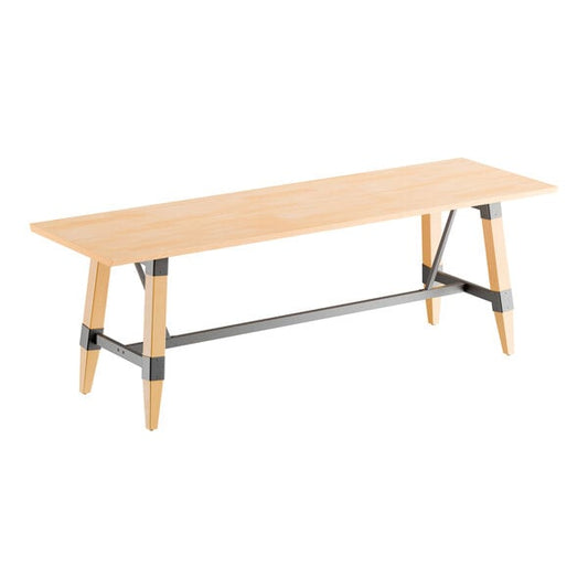 30" x 96" Solid Wood Live Edge Dining Height Trestle Table with Legs and Antique White Wash Finish