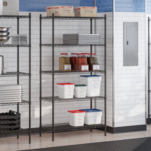 18" x 36" NSF Black Epoxy 5-Shelf Kit with 72" Posts