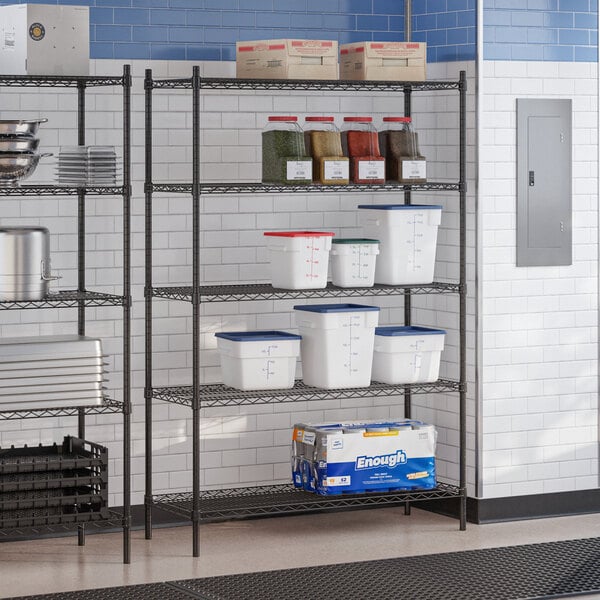 18" x 48" NSF Black Epoxy 5-Shelf Kit with 72" Posts