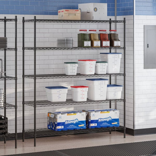 18" x 60" NSF Black Epoxy 5-Shelf Kit with 72" Posts