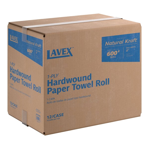 Natural Kraft Hardwound Paper Towel, 600 Feet / Roll - 12/Case