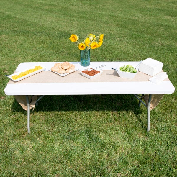 30" x 72" Heavy-Duty Granite White Plastic Folding Table
